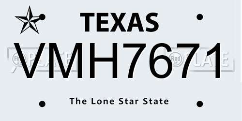 VMH7671 Texas License Plate