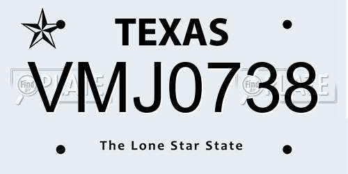 VMJ0738 Texas License Plate