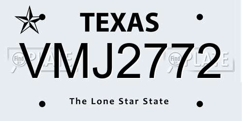 VMJ2772 Texas License Plate