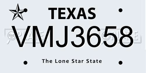 VMJ3658 Texas License Plate