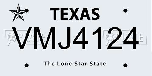 VMJ4124 Texas License Plate
