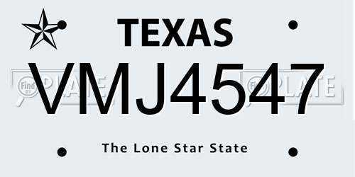 VMJ4547 Texas License Plate