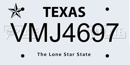 VMJ4697 Texas License Plate