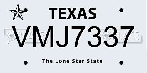 VMJ7337 Texas License Plate