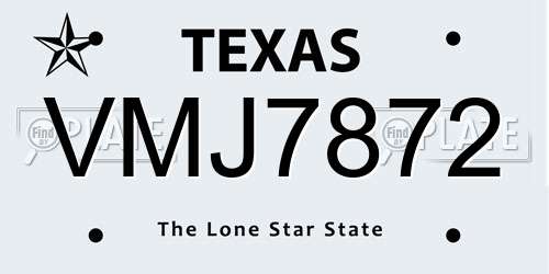VMJ7872 Texas License Plate