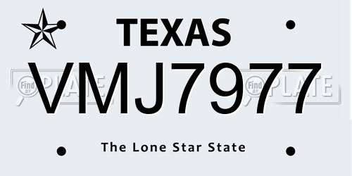 VMJ7977 Texas License Plate
