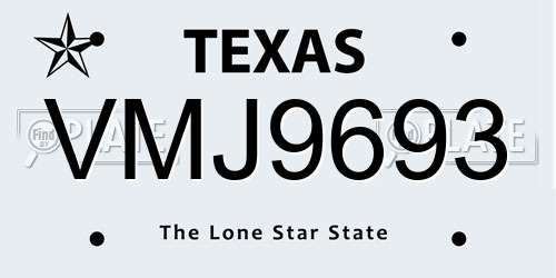 VMJ9693 Texas License Plate