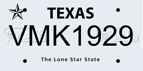 VMK1929 Texas License Plate