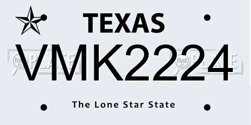 VMK2224 Texas License Plate