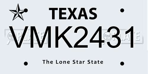 VMK2431 Texas License Plate