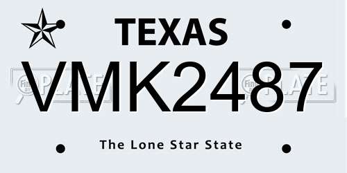 VMK2487 Texas License Plate