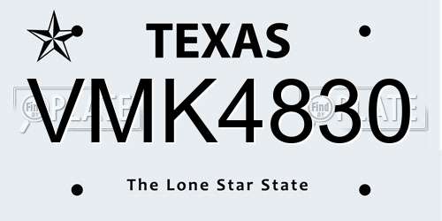 VMK4830 Texas License Plate