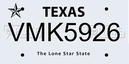 VMK5926 Texas License Plate
