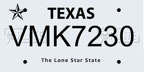 VMK7230 Texas License Plate