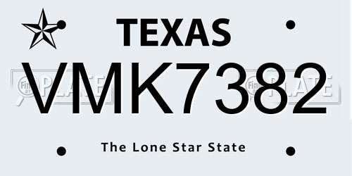 VMK7382 Texas License Plate