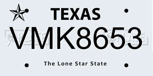 VMK8653 Texas License Plate