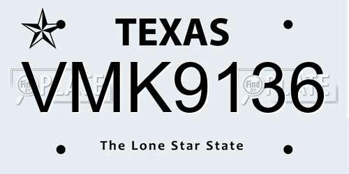 VMK9136 Texas License Plate