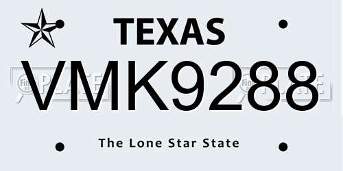 VMK9288 Texas License Plate