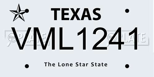 VML1241 Texas License Plate