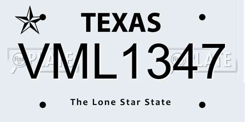 VML1347 Texas License Plate