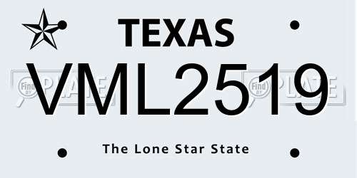 VML2519 Texas License Plate