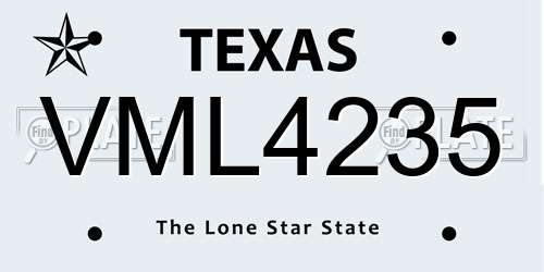 VML4235 Texas License Plate
