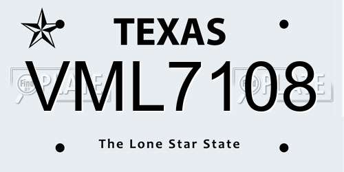 VML7108 Texas License Plate