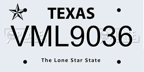 VML9036 Texas License Plate