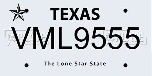 VML9555 Texas License Plate