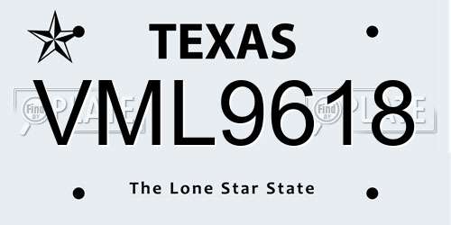 VML9618 Texas License Plate