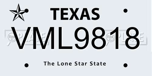 VML9818 Texas License Plate
