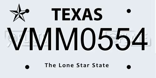 VMM0554 Texas License Plate