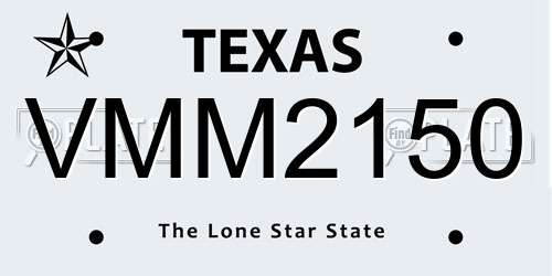 VMM2150 Texas License Plate