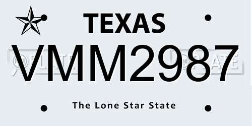VMM2987 Texas License Plate