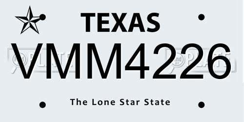 VMM4226 Texas License Plate
