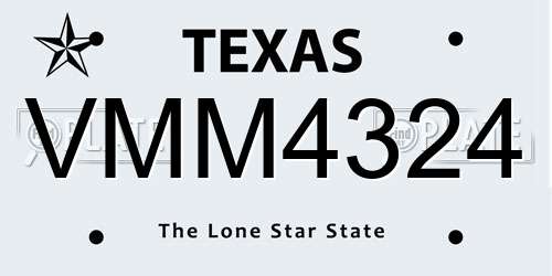 VMM4324 Texas License Plate