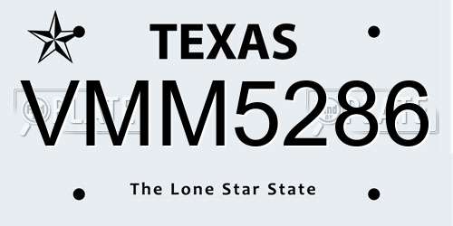 VMM5286 Texas License Plate