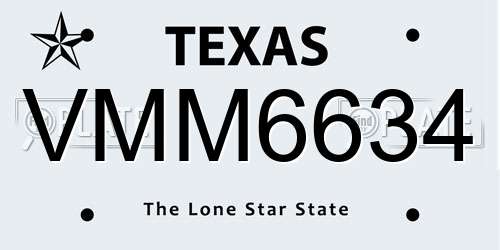 VMM6634 Texas License Plate