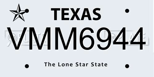 VMM6944 Texas License Plate
