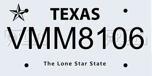 VMM8106 Texas License Plate