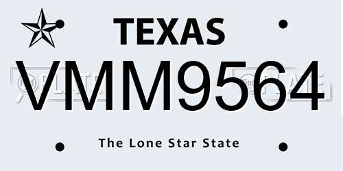VMM9564 Texas License Plate
