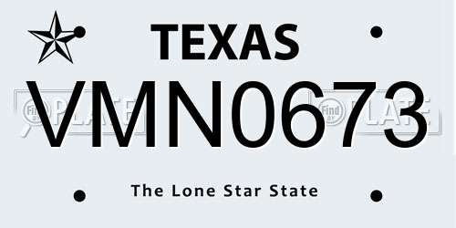 VMN0673 Texas License Plate