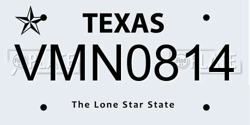 VMN0814 Texas License Plate