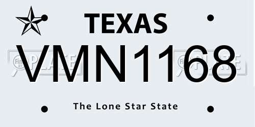 VMN1168 Texas License Plate