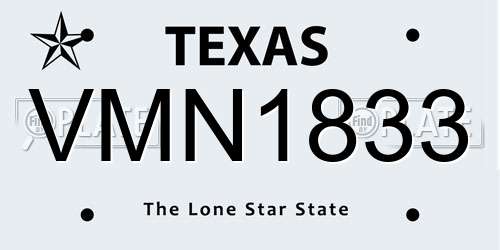 VMN1833 Texas License Plate