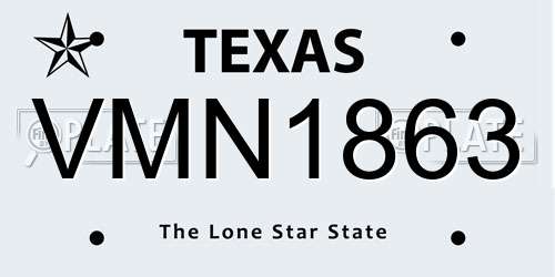VMN1863 Texas License Plate