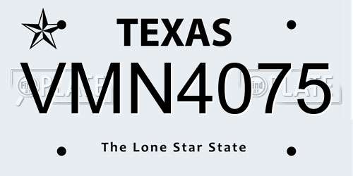 VMN4075 Texas License Plate