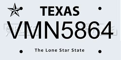 VMN5864 Texas License Plate
