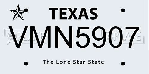 VMN5907 Texas License Plate