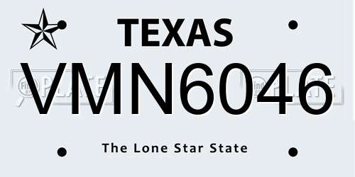 VMN6046 Texas License Plate